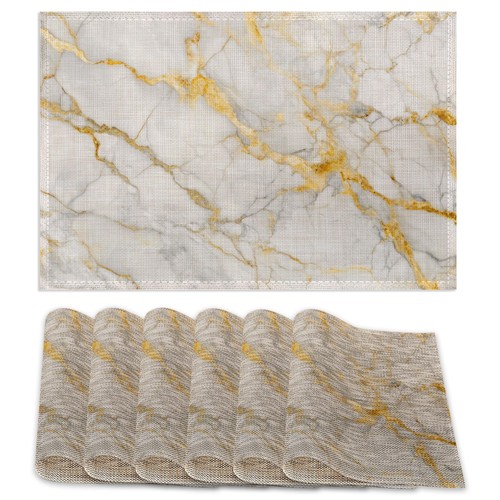 Pcs placemats white - placemats,white, gold
