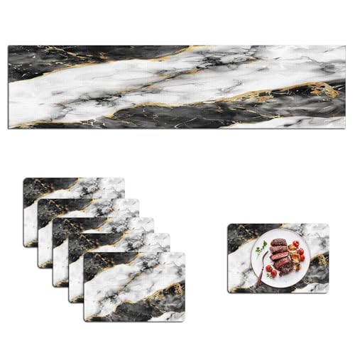 Black marble table runner - ,