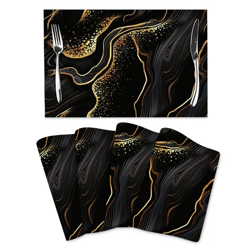 Black gold marble texture - black,