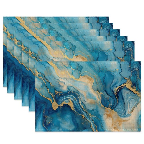 Blue gold marble table - marble,
