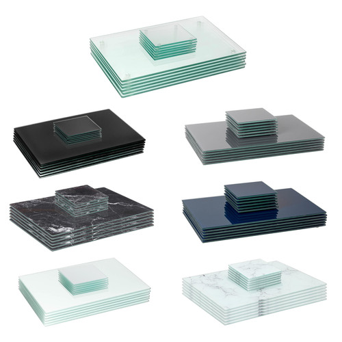 12pc glass placemats square - glass,