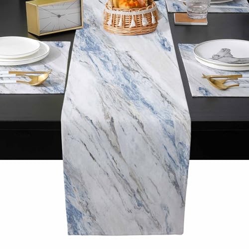 Blue gray marble table runner - table,