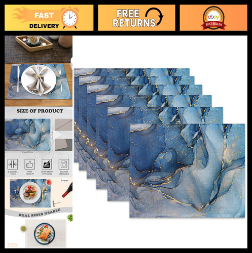 Set blue gold marble - of, 6