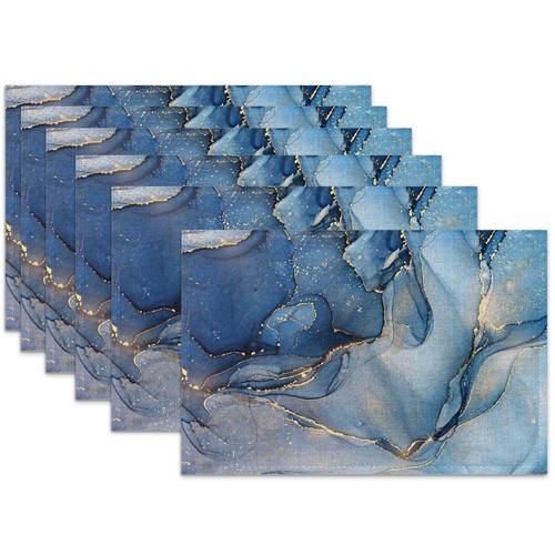 Blue gold marble placemats set - marble,