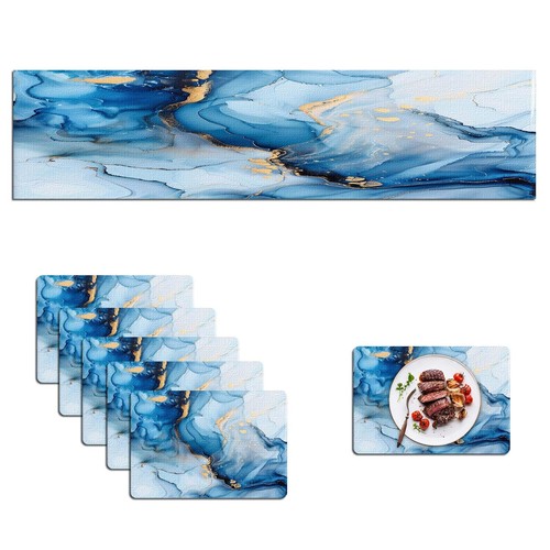 Blue marble table - table, and
