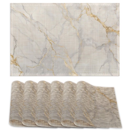 Placemats set white gold - set,