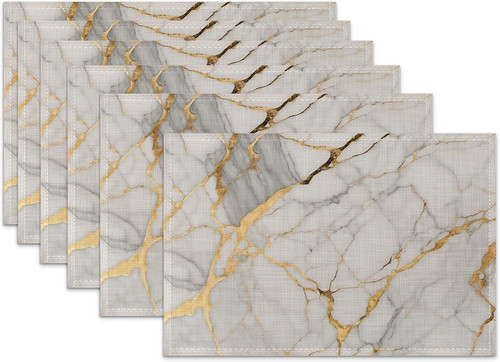 Placemats set white - set, gold