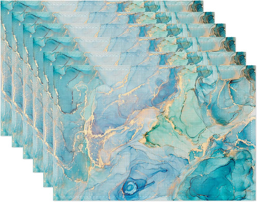 Marble placemats set blue - set, 6,blue