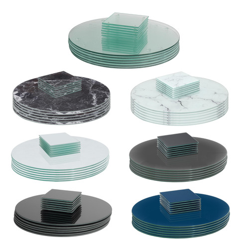 12pc round glass placemats - glass,