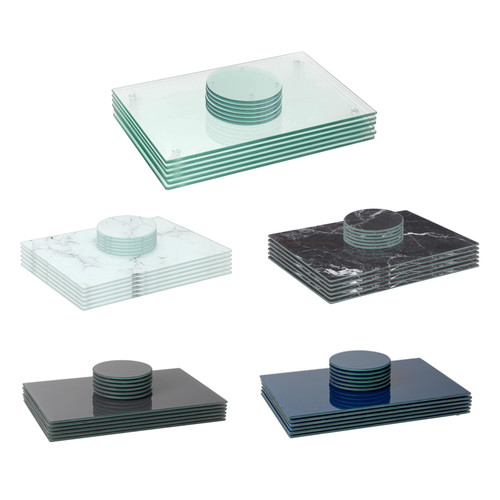 12pc glass placemats round - placemats, &